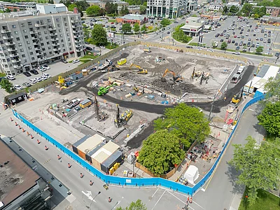 Site de la future station Mary-Two-Axe-Earley (Viau), à l’angle de la rue Jean-Talon et du boulevard Viau