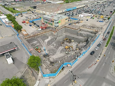 Chantier de la future station Madeleine-Parent (Langelier) en juin 2025