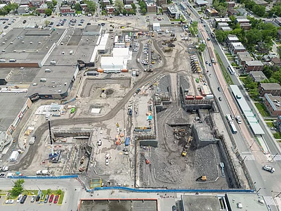 Chantier de la future station Vertières (Pie-IX) en juin 2025