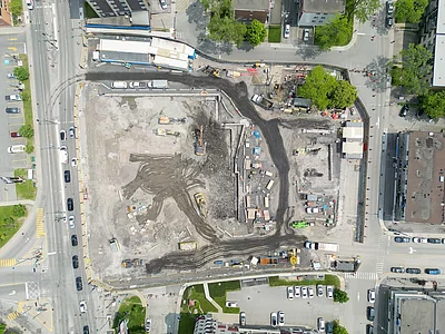 Vue aérienne du chantier Viau en juin 2025